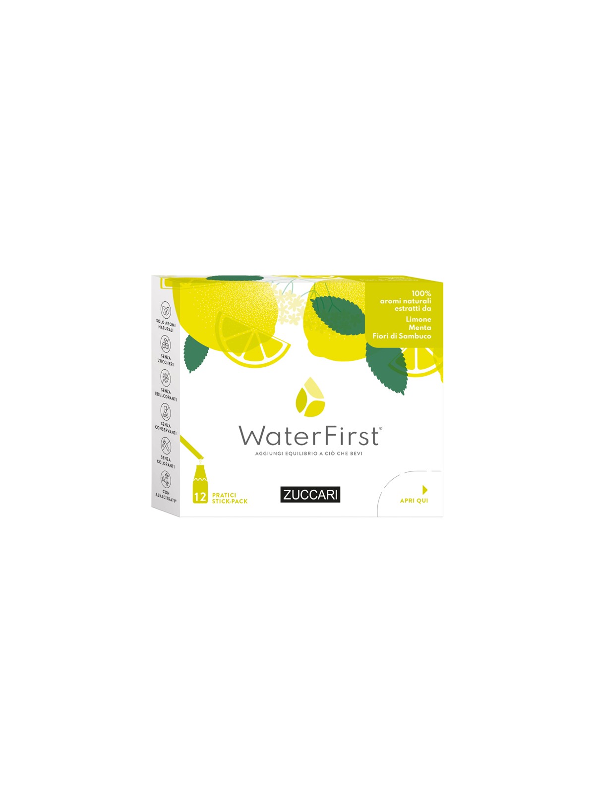 Zuccari WaterFirst Limone Menta e Fiori di Sambuco 12 Stick-pack