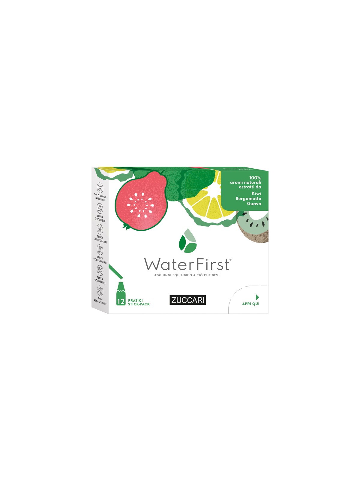 Zuccari WaterFirst Kiwi Bergamotto Guava 12 Stick-pack