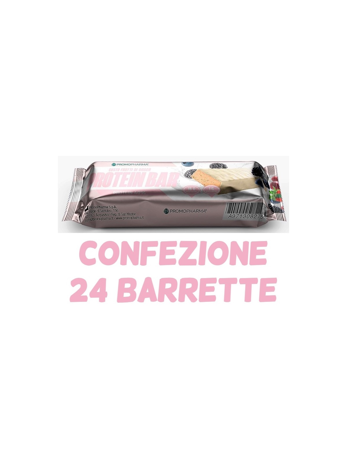 Protein Bar 40% Frutti Rossi Confezione 24 pezzi Promopharma