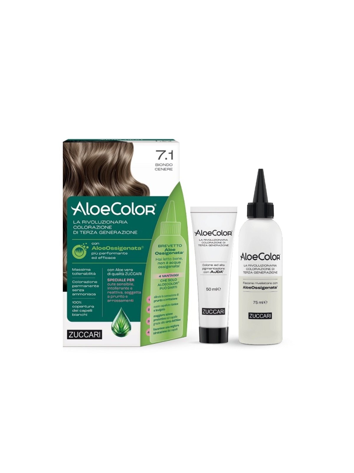 Zuccari AloeColor 7.1 Biondo Cenere Colorazione Capelli